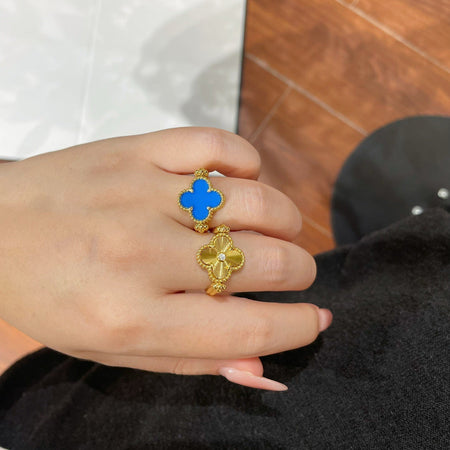 [Super Jewellery]CLOVER RIVERSIBLE BLUE AGATE RING
