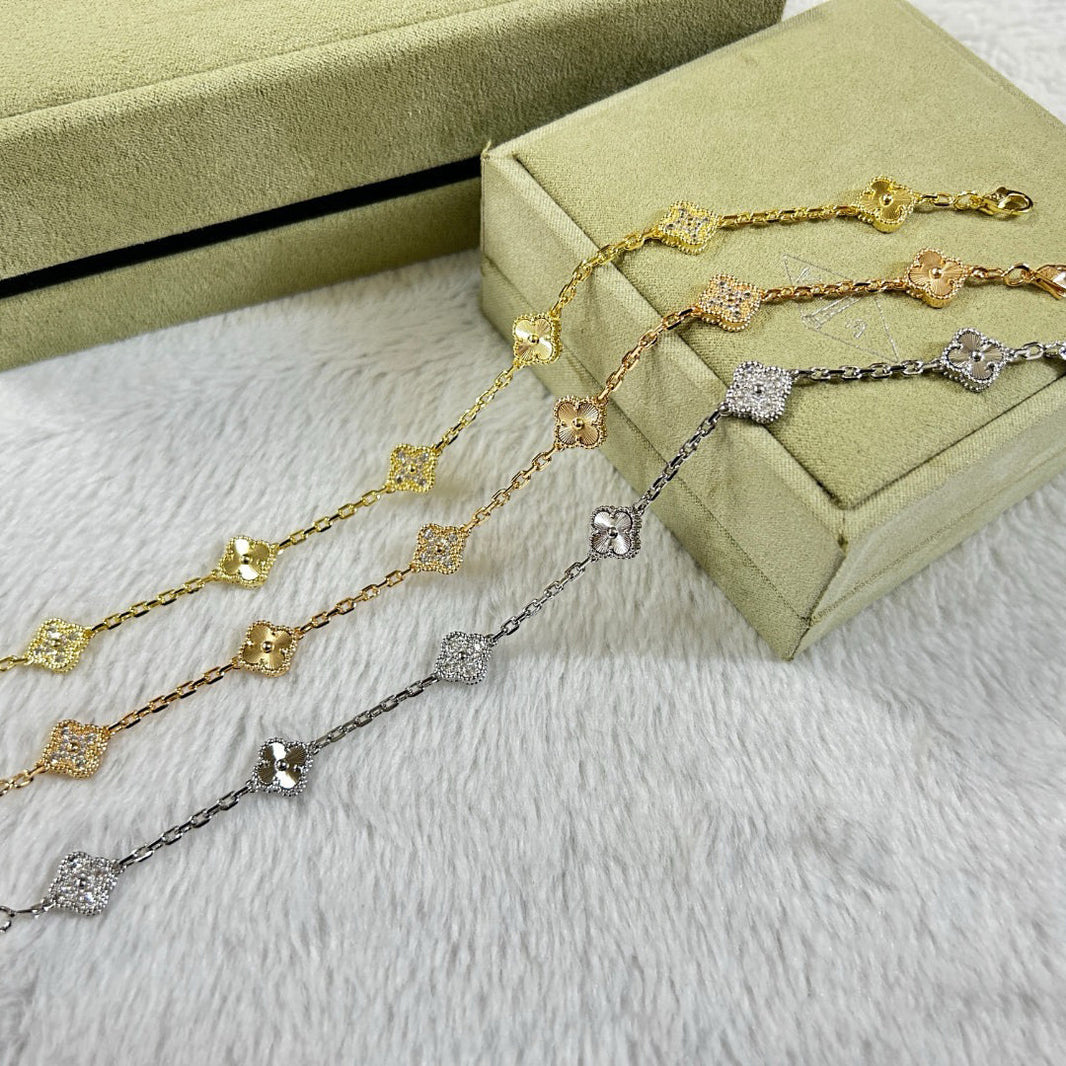[Super Jewellery]CLOVER 6 MOTIF DIAMOND LASER BRACELET
