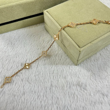 [Super Jewellery]CLOVER 6 MOTIF DIAMOND LASER BRACELET