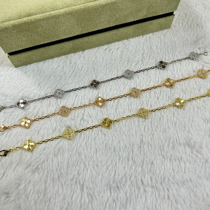 [Super Jewellery]CLOVER 6 MOTIF DIAMOND LASER BRACELET