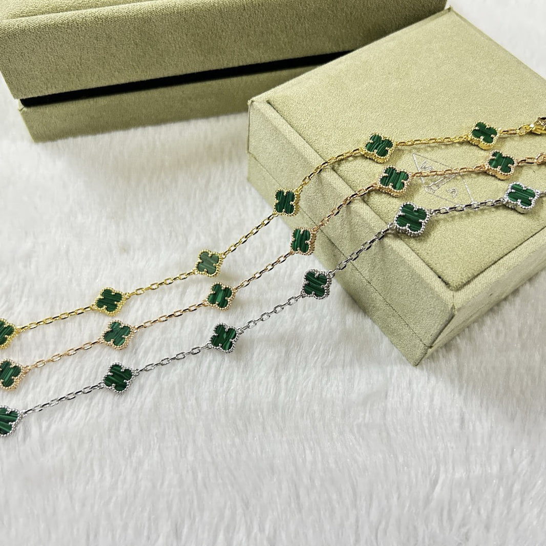 [Super Jewellery]CLOVER 6 MOTIF MALACHITE BRACELET