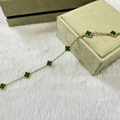 [Super Jewellery]CLOVER 6 MOTIF MALACHITE BRACELET