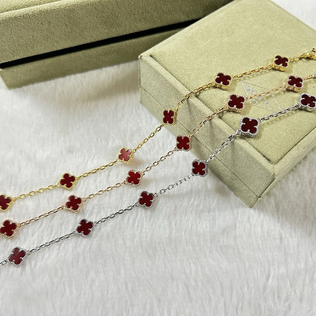 [Super Jewellery]CLOVER 6 MOTIF RED AGATE BRACELET