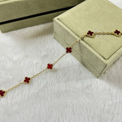 [Super Jewellery]CLOVER 6 MOTIF RED AGATE BRACELET