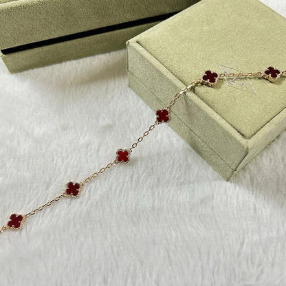 [Super Jewellery]CLOVER 6 MOTIF RED AGATE BRACELET