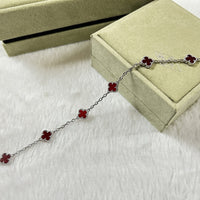[Super Jewellery]CLOVER 6 MOTIF RED AGATE BRACELET