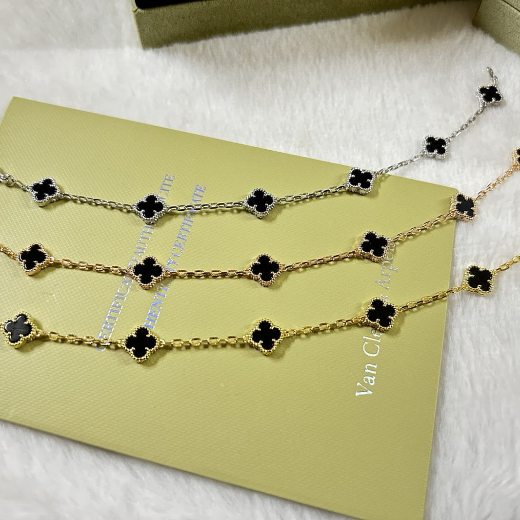 [Super Jewellery]CLOVER 6 MOTIF  ONYXS BRACELET