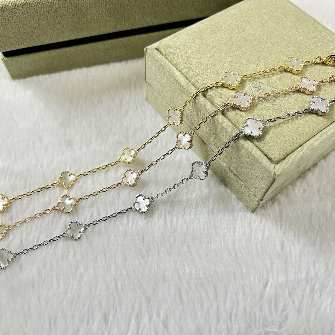 [Super Jewellery]CLOVER 6 MOTIF WHITE MOP BRACELET