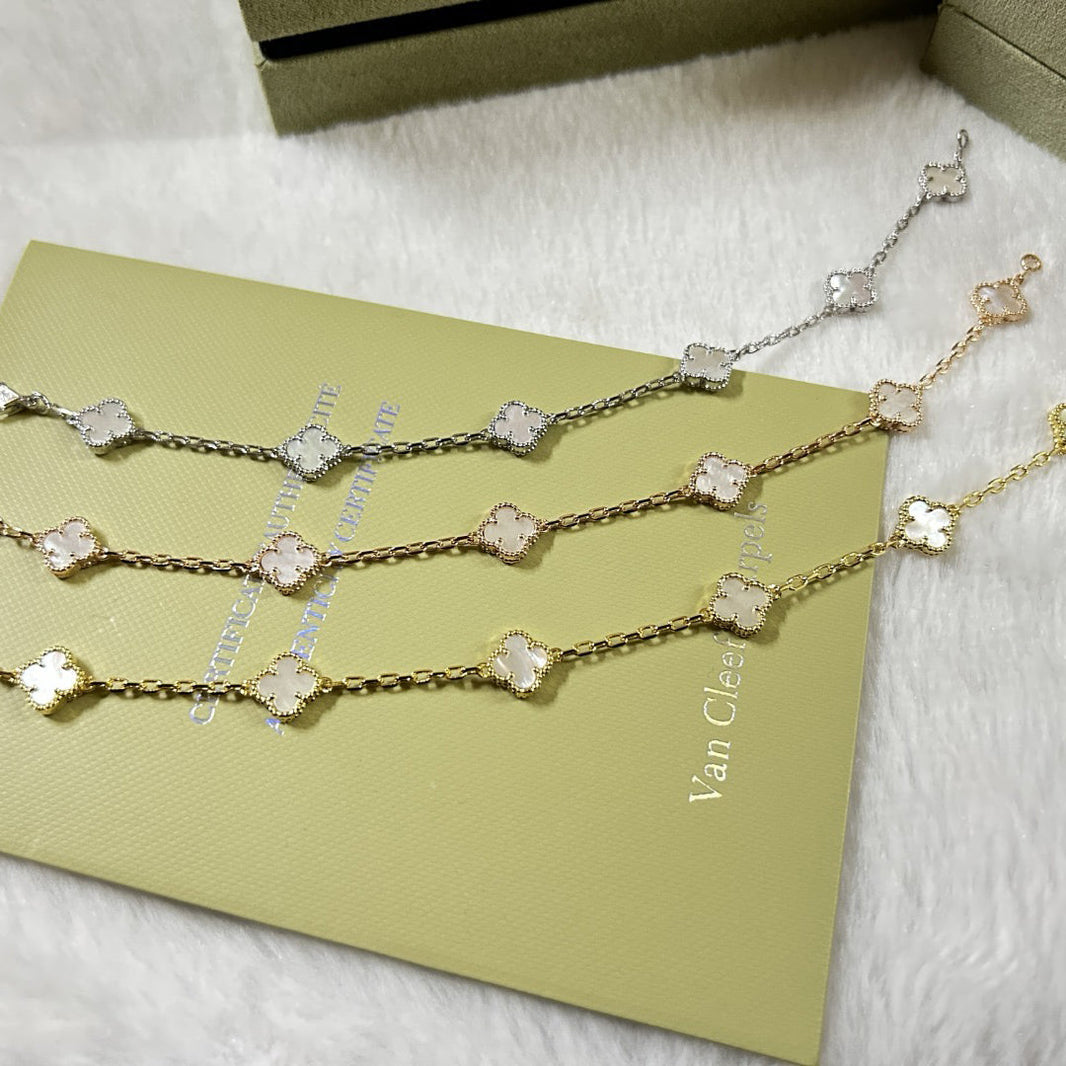 [Super Jewellery]CLOVER 6 MOTIF WHITE MOP BRACELET