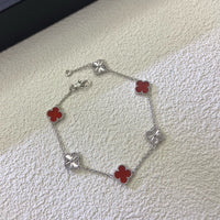 [Super Jewellery]CLOVER 6 MOTIF RED AGATE LASER BRACELET