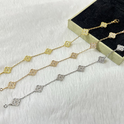 [Super Jewellery]CLOVER 6 MOTIF DIAMOND BRACELET