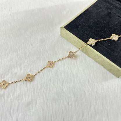 [Super Jewellery]CLOVER 6 MOTIF DIAMOND BRACELET