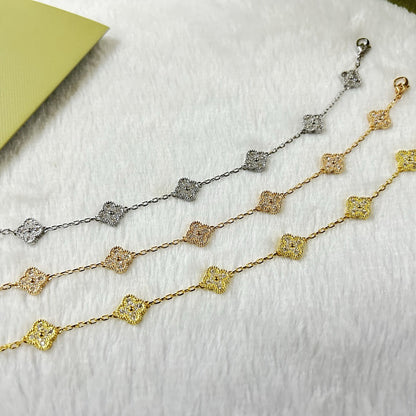 [Super Jewellery]CLOVER 6 MOTIF DIAMOND BRACELET