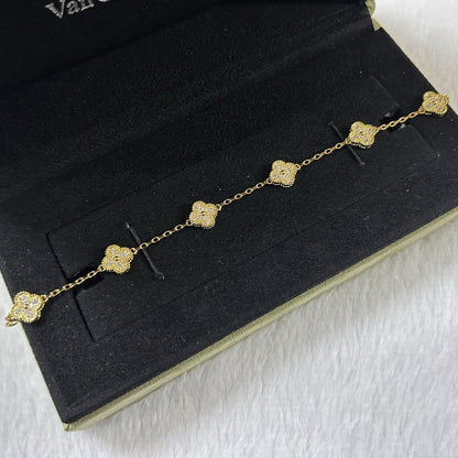 [Super Jewellery]CLOVER 6 MOTIF DIAMOND BRACELET