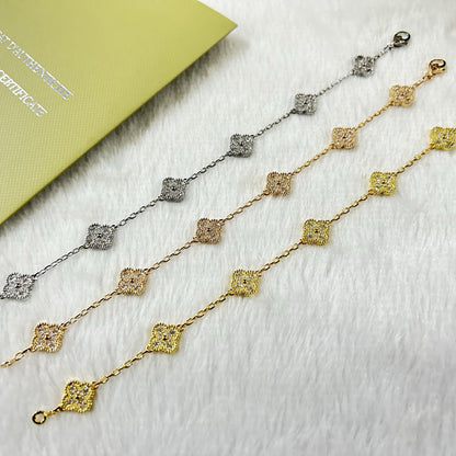 [Super Jewellery]CLOVER 6 MOTIF DIAMOND BRACELET