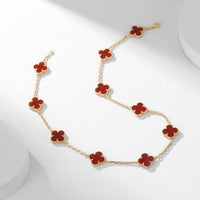 [Super Jewellery]CLOVER 10 MOTIFS CARNELIAN NECKLACE