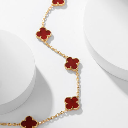 [Super Jewellery]CLOVER 10 MOTIFS CARNELIAN NECKLACE