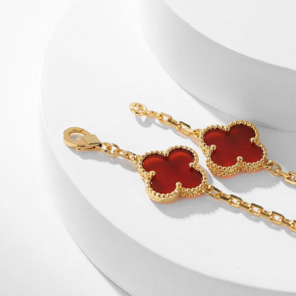 [Super Jewellery]CLOVER 10 MOTIFS CARNELIAN NECKLACE