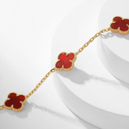 [Super Jewellery]CLOVER 10 MOTIFS CARNELIAN NECKLACE