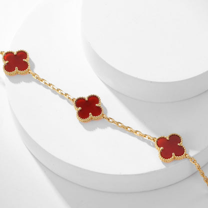 [Super Jewellery]CLOVER 10 MOTIFS CARNELIAN NECKLACE