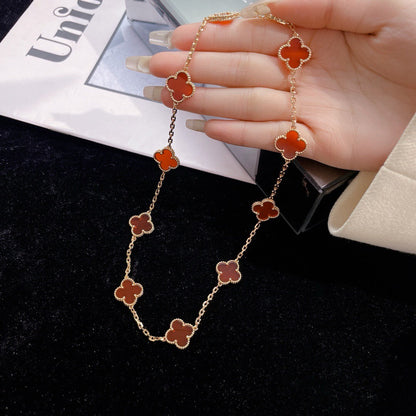 [Super Jewellery]CLOVER 10 MOTIFS CARNELIAN NECKLACE