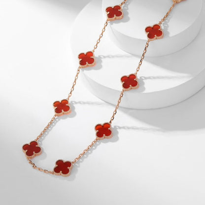 [Super Jewellery]CLOVER 10 MOTIFS CARNELIAN NECKLACE