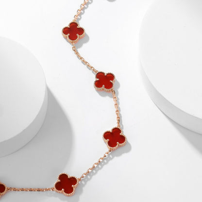 [Super Jewellery]CLOVER 10 MOTIFS CARNELIAN NECKLACE