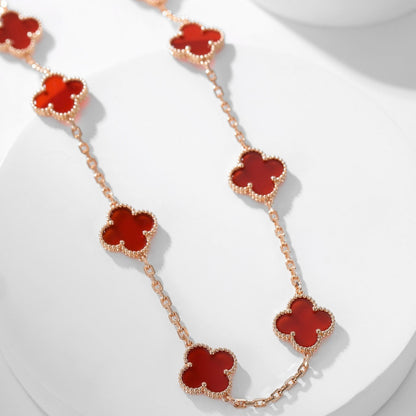 [Super Jewellery]CLOVER 10 MOTIFS CARNELIAN NECKLACE