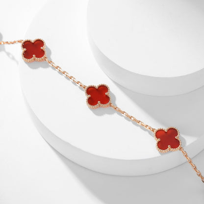 [Super Jewellery]CLOVER 10 MOTIFS CARNELIAN NECKLACE
