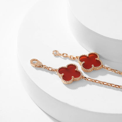 [Super Jewellery]CLOVER 10 MOTIFS CARNELIAN NECKLACE