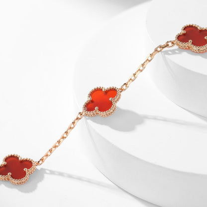 [Super Jewellery]CLOVER 10 MOTIFS CARNELIAN NECKLACE