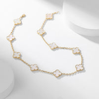 [Super Jewellery]CLOVER 10 MOTIFS WHITE MOTHER OF PEARL NECKLACE