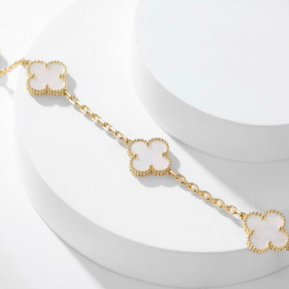 [Super Jewellery]CLOVER 10 MOTIFS WHITE MOTHER OF PEARL NECKLACE