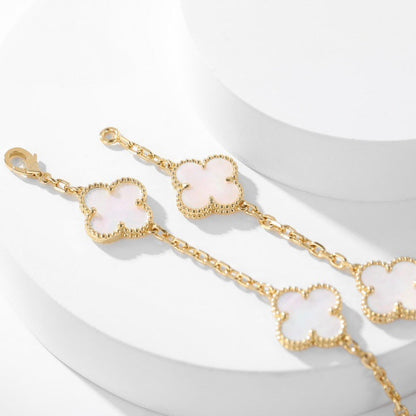 [Super Jewellery]CLOVER 10 MOTIFS WHITE MOTHER OF PEARL NECKLACE