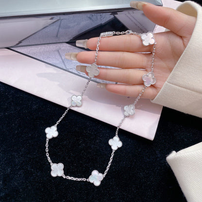 [Super Jewellery]CLOVER 10 MOTIFS WHITE MOTHER OF PEARL NECKLACE
