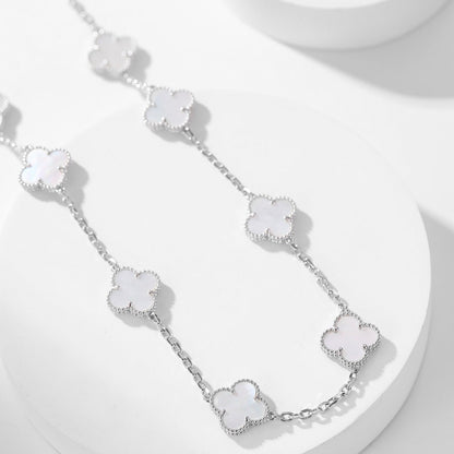 [Super Jewellery]CLOVER 10 MOTIFS WHITE MOTHER OF PEARL NECKLACE