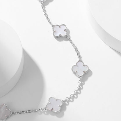 [Super Jewellery]CLOVER 10 MOTIFS WHITE MOTHER OF PEARL NECKLACE