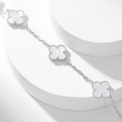 [Super Jewellery]CLOVER 10 MOTIFS WHITE MOTHER OF PEARL NECKLACE
