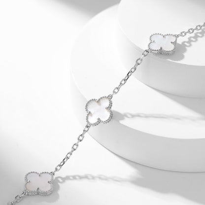 [Super Jewellery]CLOVER 10 MOTIFS WHITE MOTHER OF PEARL NECKLACE