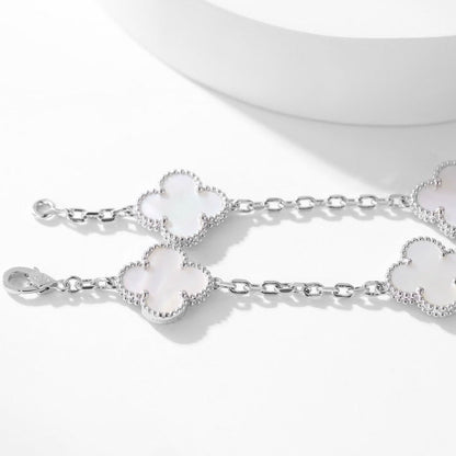 [Super Jewellery]CLOVER 10 MOTIFS WHITE MOTHER OF PEARL NECKLACE