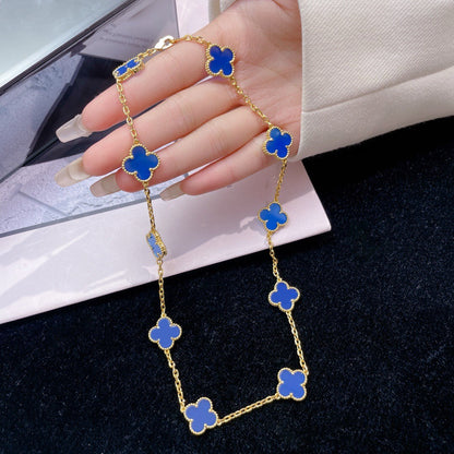 [Super Jewellery]CLOVER 10 MOTIFS BLUE AGATE NECKLACE