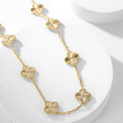 [Super Jewellery]CLOVER 10 MOTIFS LASER NECKLACE