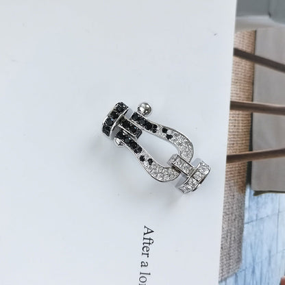 [Super Jewellery]FORCE LARGE HORSESHOE BLACK WHITE DIAMOND BRACELET SILVER