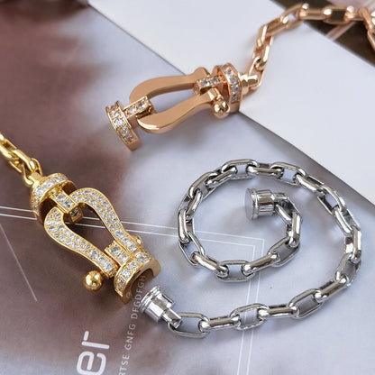 [Super Jewellery]FORCE LARGE HORSESHOE CLASP  METAL BRACELET
