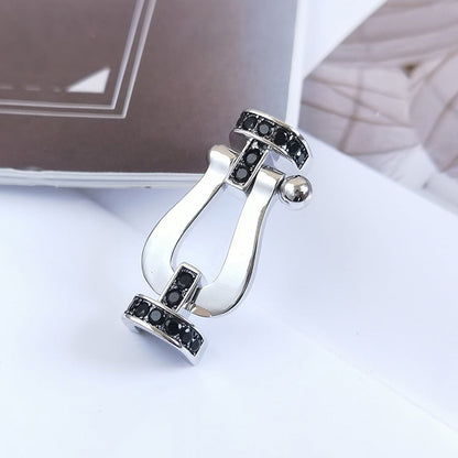 [Super Jewellery]FORCE LARGE HORSESHOE BLACK DIAMOND BRACELET SILVER