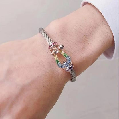 [Super Jewellery]FORCE LARGE HORSESHOE  COLORED DIAMOND BRACELET ROSE GOLD
