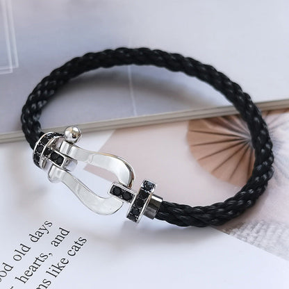 [Super Jewellery]FORCE LARGE HORSESHOE BLACK DIAMOND BRACELET SILVER