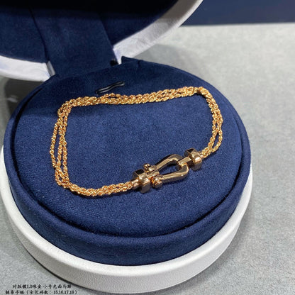[Super Jewellery]FORCE SMALL HORSESHOE  DIAMOND CHAIN ROPE BRACELET