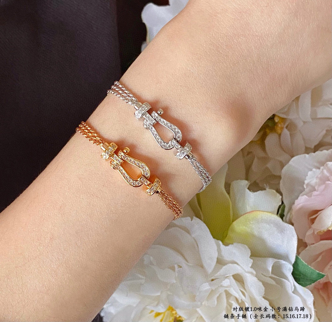 [Super Jewellery]FORCE SMALL HORSESHOE  DIAMOND CHAIN ROPE BRACELET