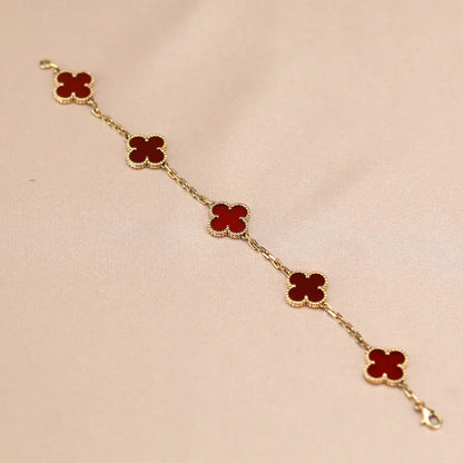 [Super Jewellery] CLOVER 5 MOTIF RED CORNELIAN BRACELET COLLECTION